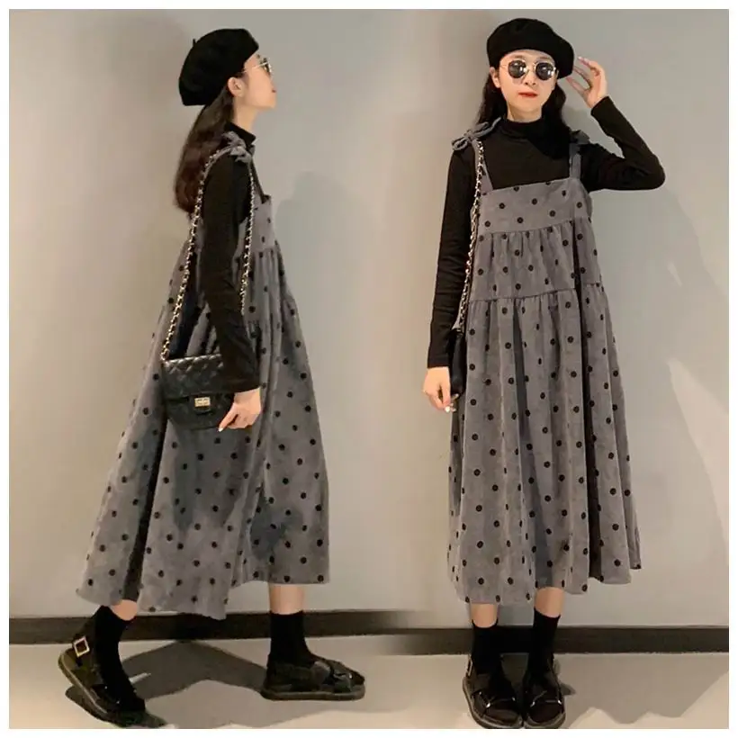 

Осенние костюмы для беременных женщин модные юбки в горошек подтяжки Вельветовая юбка на бретельках зимние подтяжки Платья для беременных