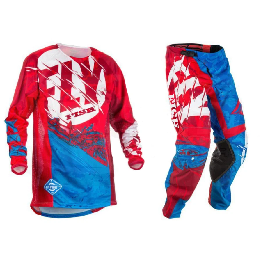 NEW Fly Fish Pants & Jersey Combos Motocross MX Racing Suit Motorcycle Dirt Bike MX ATV Gear Set