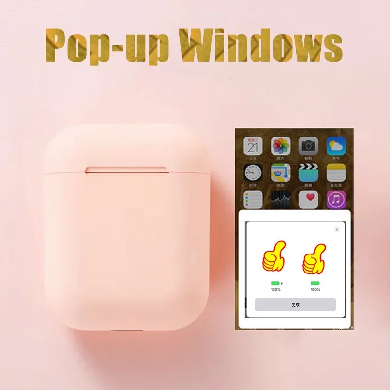 Беспроводные наушники i12 TWS pop-up bluetooth наушники с сенсорным управлением Hifi беспроводные наушники спортивные музыкальные стерео спортивные наушники