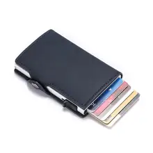 2020 RFID caja única titular de la tarjeta de cuero cartera inteligente multifunción caso de la tarjeta de crédito de negocios titular de la tarjeta de los hombres cartera