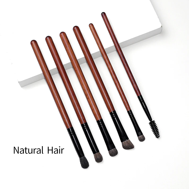 

6pcs Makeup Eyeshadow Brush Set Goat Hair Pony Hair Blending Shader Eye Smudge Makeup Brushes set Beauty Makeup Tools