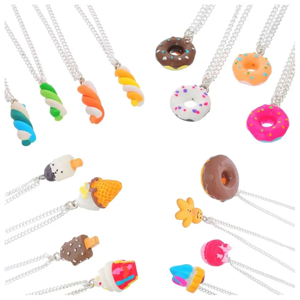 Цветные Зефир пончики мороженое Рождество Печенье Кондитерские кулон ожерелье