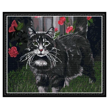 

"Black cat" animals cartoon Counted cross stitch kit 14ct 11ct printed fabric embroidery DIY needlework High Quality