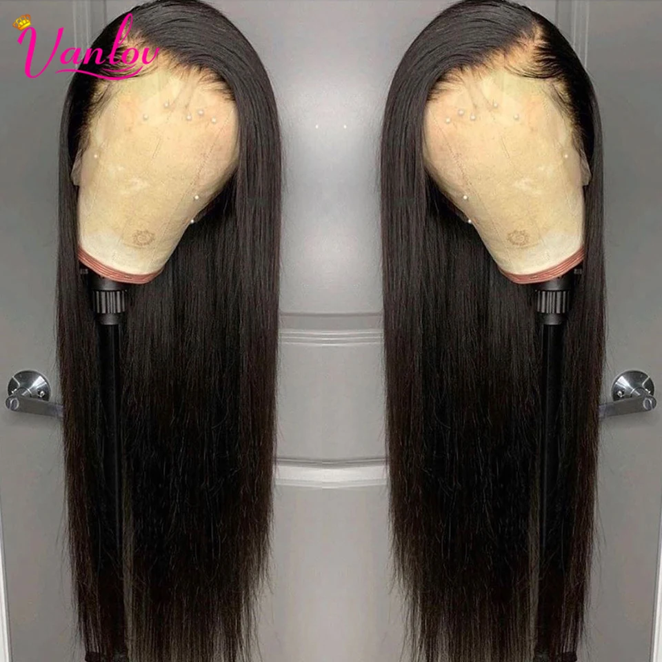 Vanlov Hair 13X4 Brazilian Straight Wig Lace Front Human Hair Wigs 150 Density Pre Plucked Remy Hair Straight Lace Front Wig 