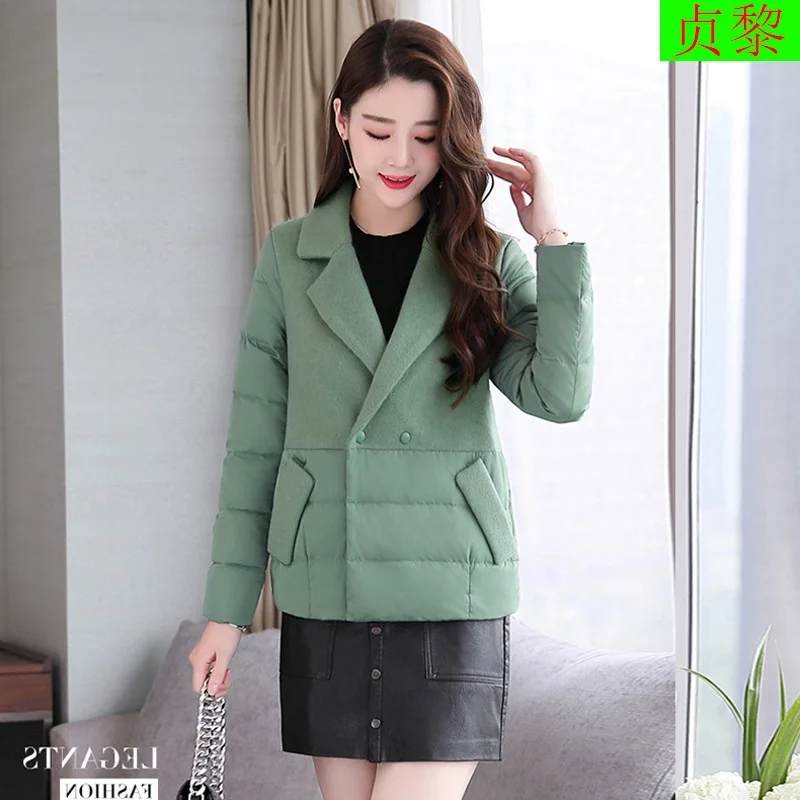 

2018 Winter New Style Casual Mohair Joint Padded Woolen Jacket Short Versatile Fashion Cotton Coat Women's