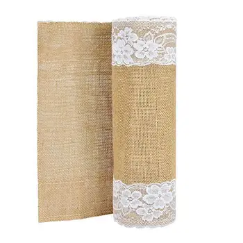 

Table Runner Jute Canvas Lace Table Decoration Mat 30 x 275cm