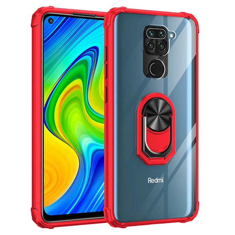 best phone cases for xiaomi For Xiaomi Redmi Note 9S Case Car Magnetic Holder Ring Transparent Clear Phone Case for Redmi Note 9 Pro Max Back Cover xiaomi leather case handle Cases For Xiaomi