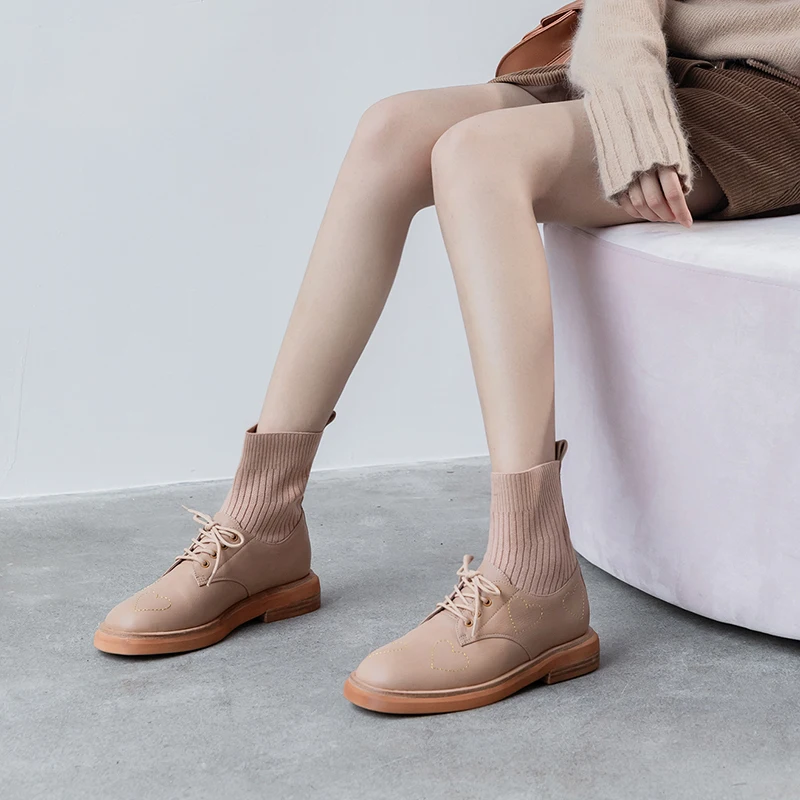 Fashion Women's Casual Shoes Short Boots European American Style Soft Genuine Leather Heart-shaped Wool Mouth Boots Martin Boots