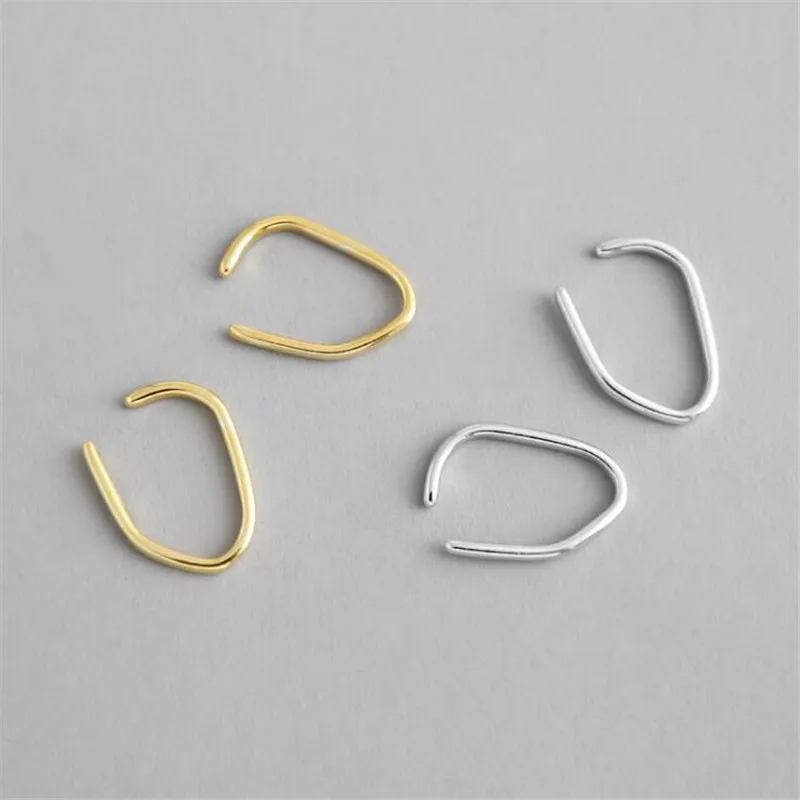 

100% 925 Sterling Silver 1pcs No Piercing Minimalist Line Ear Cuff Clip On Earrings for Women