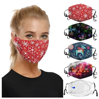 

Mascarillas 2020 Fashion Breathable Face Masks Adults Washable Christmas Expression Prints Mask Filter Can Be Placed Masque