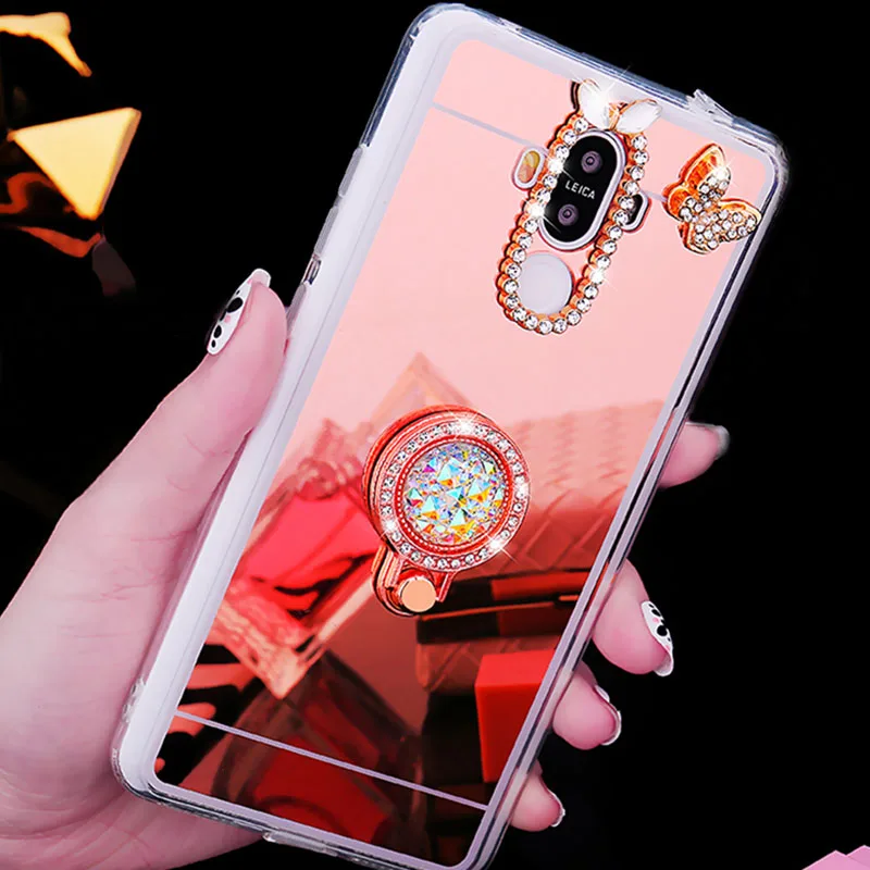 Роскошный блестящий зеркальный чехол с кольцом для Huawei Mate 10 Lite 9 Pro задняя крышка Y6