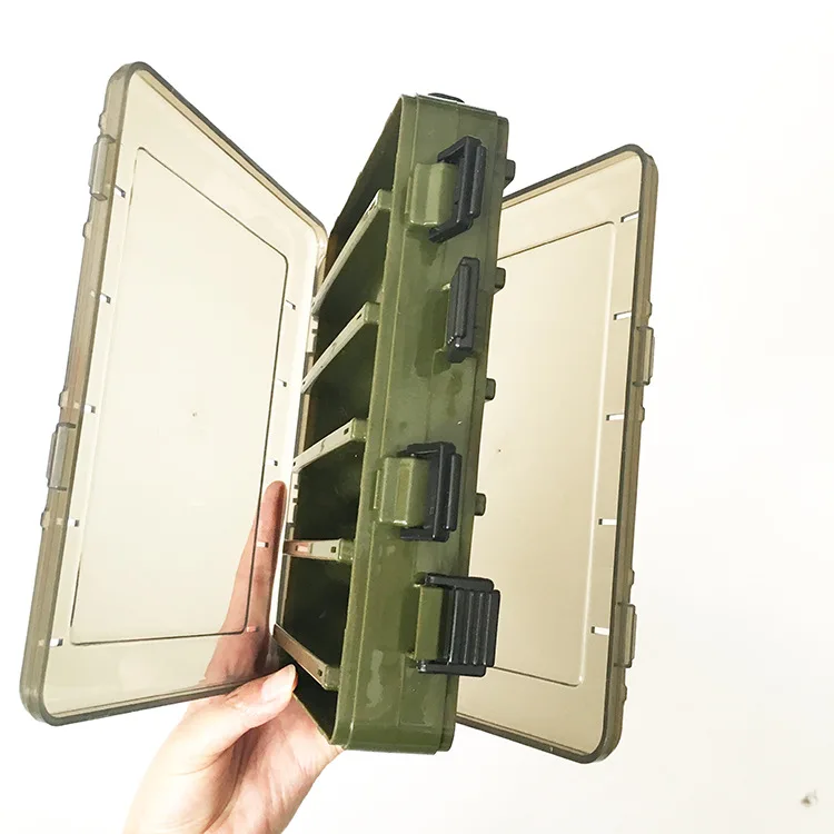 

Wholesale Double Layer Lure Box Green Plastic Fishing Tackle Box Multi-functional Lead Fish Wood Shrimp Storage Box Hand Bait-Bo