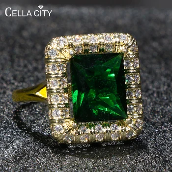 

Cellacity Geometry Emerald Ring for Women Silver 925 Jewelry Gemstones Vintage Gorgeous Female Anniversary Ring Gifts Wholesale