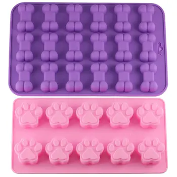 

Puppy Dog Paw and Bone Ice Trays Silicone Pet Treat Molds Soap Chocolate Jelly Candy Mold Cake Decorating Baking Moulds