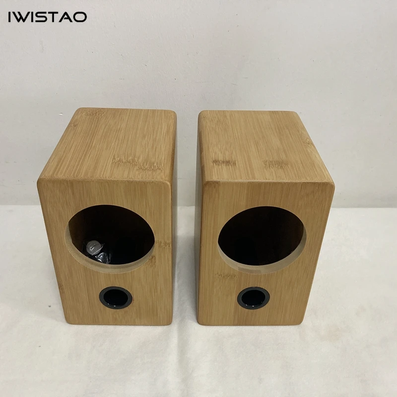 IWISTAO HIFI 3 Inches Full Range Speaker Empty Cabinet Inverted 1 Pair Finished Bamboo Wood for Tube Amplifier