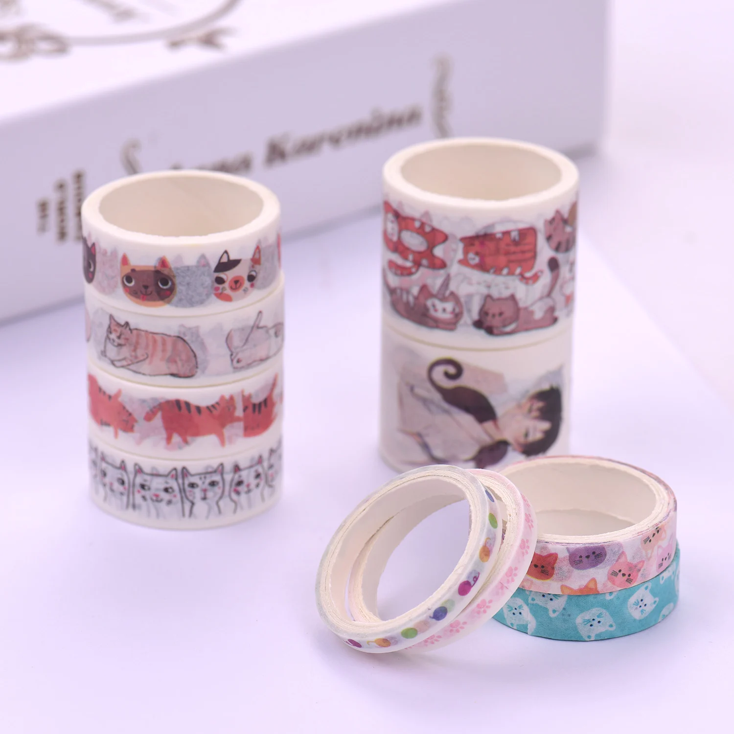 Washi Japanese Paper Tape Rolls Colorful Design 10pcs/set Tapes