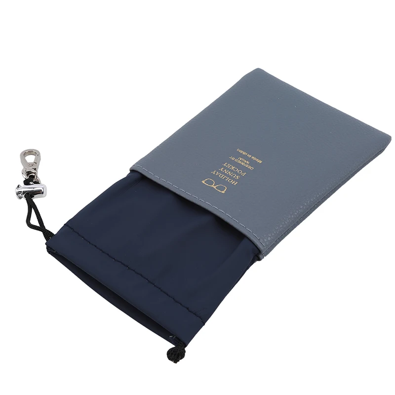 Eyeglass Sunglasses Slip Case Pouch with Clip Soft Case Holder PU Patchwork Black