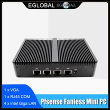 Eglobal 팬리스 Pfsense 미니 PC 리눅스 J1900 쿼드 코어 나노 Itx 4 * 인텔 WGI211AT 기가비트 RJ45 Lan 방화벽 라우터 보안 서버