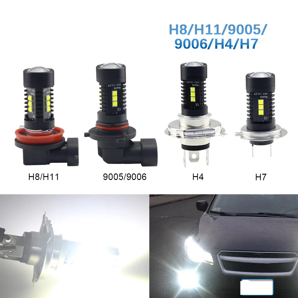 2 шт./компл. автомобиля светодиодный фонарь H4 H7 H11/H8 9005/9006 HB3 3030 12SMD 60W высокой яркости светодиодный противотуманный свет лампы 6500K 1200LM 12 V/24 V