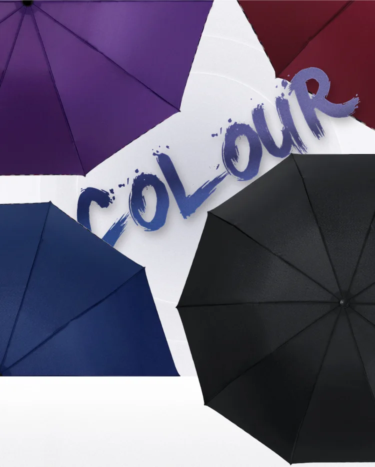 Simple Ten Bone Oversized Men Tri-fold Umbrella Folding Umbrella Men And Women Business All-Weather Umbrella Customizable Advert