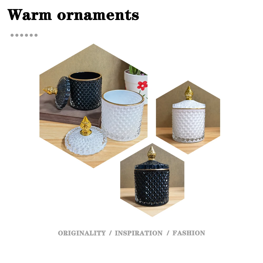 Art Luxury Glass Storage Jar Aromatherapy Bottle with Lid Minimalist Household Cotton Swab Jewelry Storage Box 3