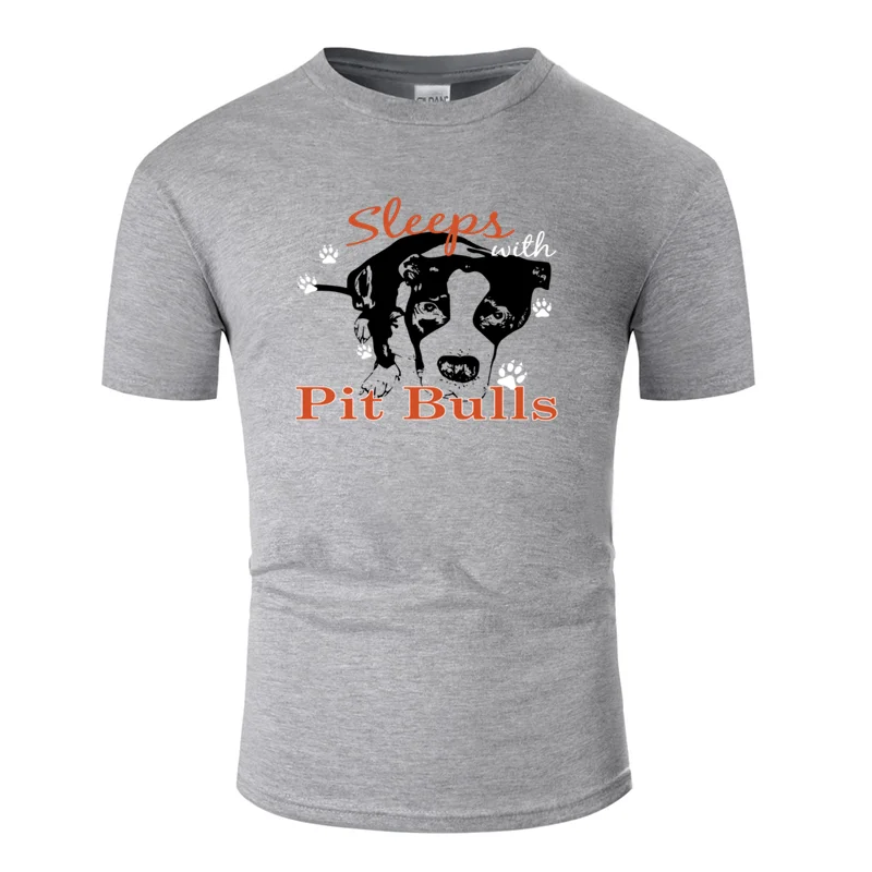 На заказ, футболка с надписью "Great sleeps with pitbulls", размер Sunlight, S-5xl, новинка, Мужская футболка, хлопок, против морщин, Топ в стиле хип-хоп - Цвет: Men-Gray