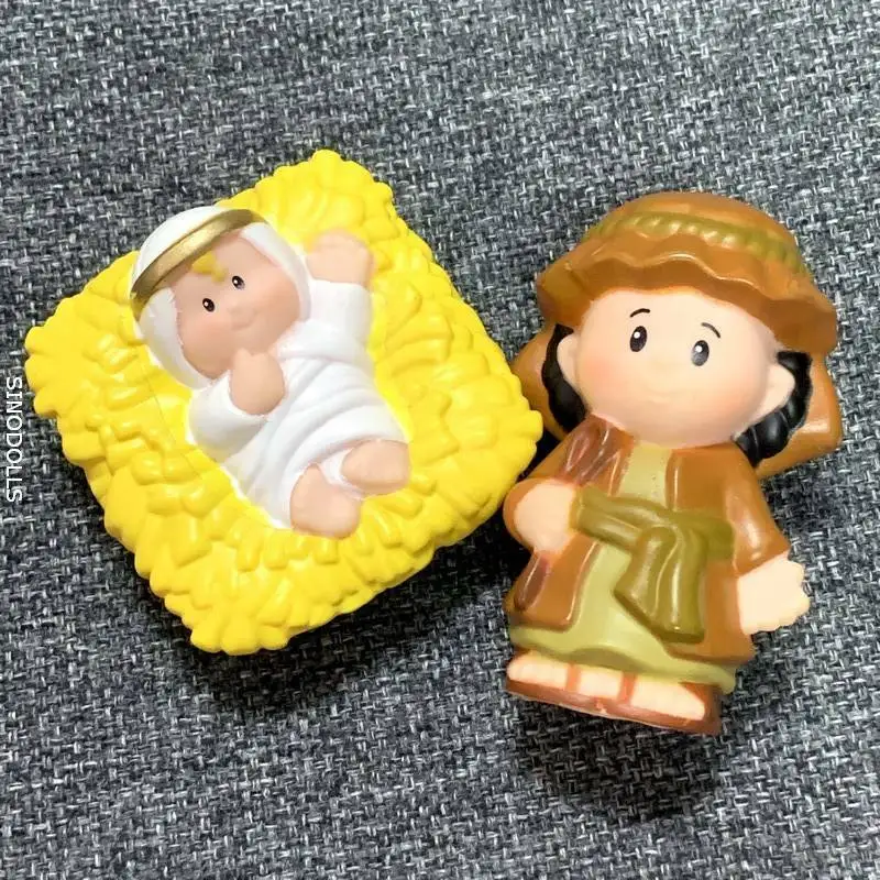 Фишер маленькие мини люди фигурка куклы зоопарк животное Санта Снеговик игрушечные фигурки из мультфильма ребенок Рождественский подарок - Цвет: FT05 Shepherd Jesus