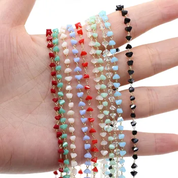 

1 Meter Copper Chain with Crystal Beads Charms for DIY Necklace Bracelet Women Waist Chain Jewelry Making Findings