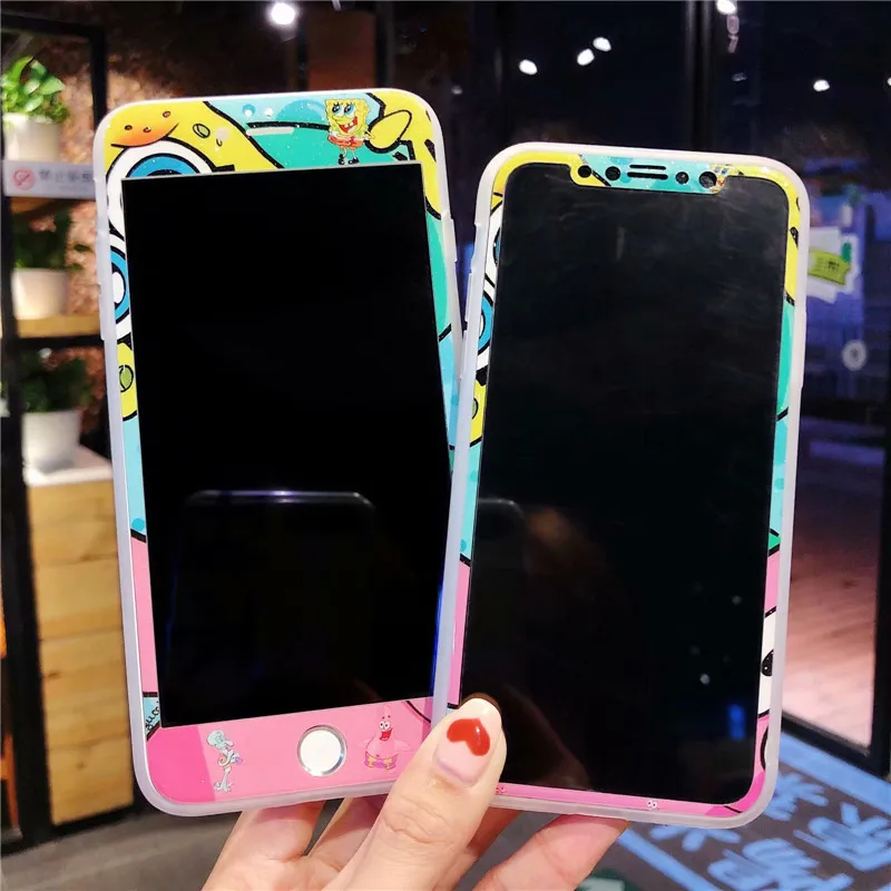 360 градусов полный корпус защитный чехол для телефона iPhone XR XS MAX X 7 8 6 6s Plus Губка Боб кальмарные щупальца мягкая задняя крышка