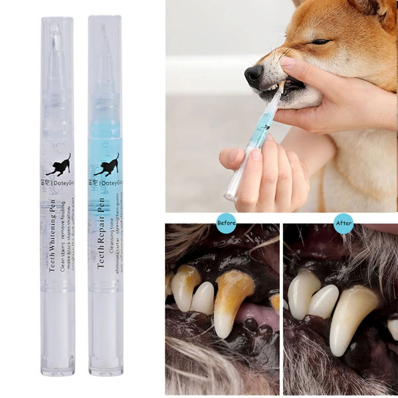 

5ml Pet Dog Cat Oral Grooming Tools Kit, Natural Non-toxic Formula Mild Dispel Tartar Fresh Breath Teeth Cleaning Pen