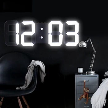 

3D Large LED Digital Wall Clock Date Time Celsius Nightlight Display Table Desktop Clocks Alarm Clock From Living Room
