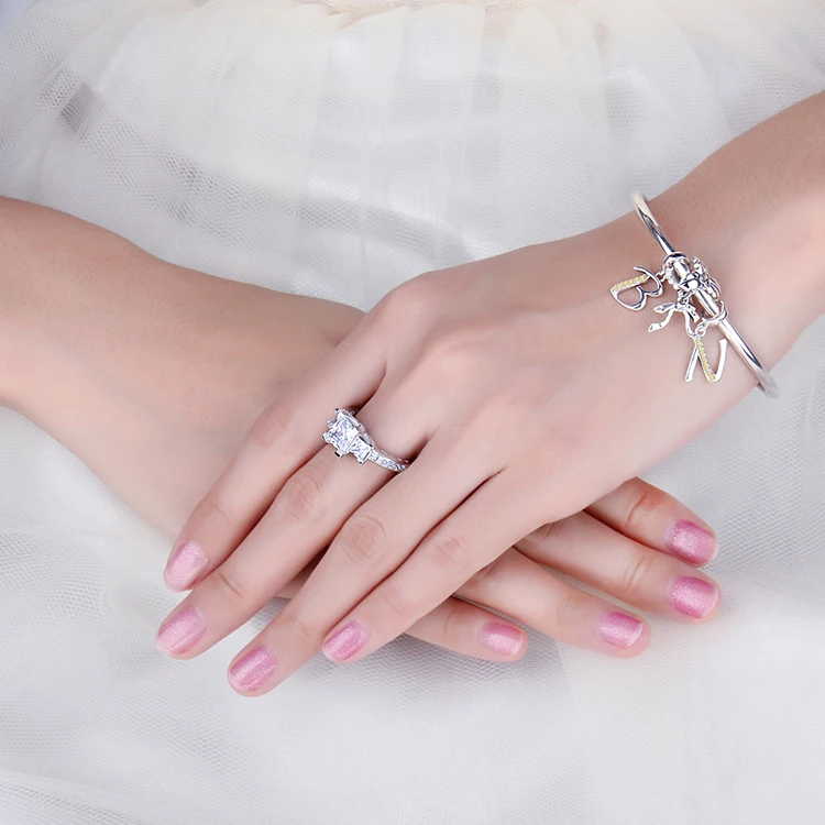 JewelryPalace 3ct Принцесса Cut цирконий 3 камня Обручение кольцо 925 пробы серебро подарок для Для женщин ювелирных украшений новое поступление
