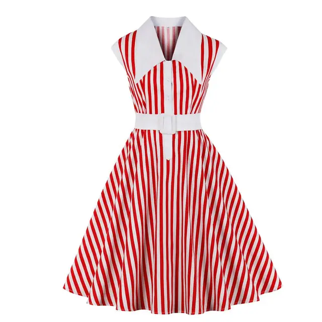 red and white striped shirt dress