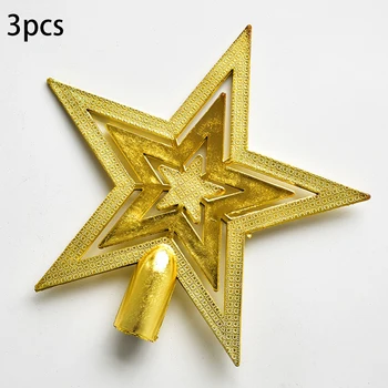 

20cm Tree Top Star Glitter Red Gold Silver Christmas Tree Topper Home Table Decoration Shines In The Light