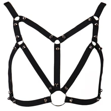 Rivet Black Goth Harness Sexy Lingerie Bra Punk Body Harness Woman Fetish Cage Bra Festival Rave Clothes Bondage Body Cage