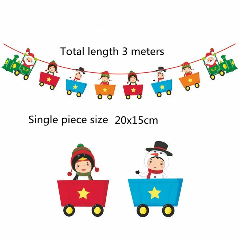 Santa Snowman Banner Flag Home Party New Year Flag Garlands Christmas Decor Cartoon Pull Flags Merry Christmas Banner - Цвет: C