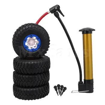 

Mxfans 4 x RC 1:10 Rock Crawler Inflatable Tyres Dark Blue Beadlock Wheel Rim