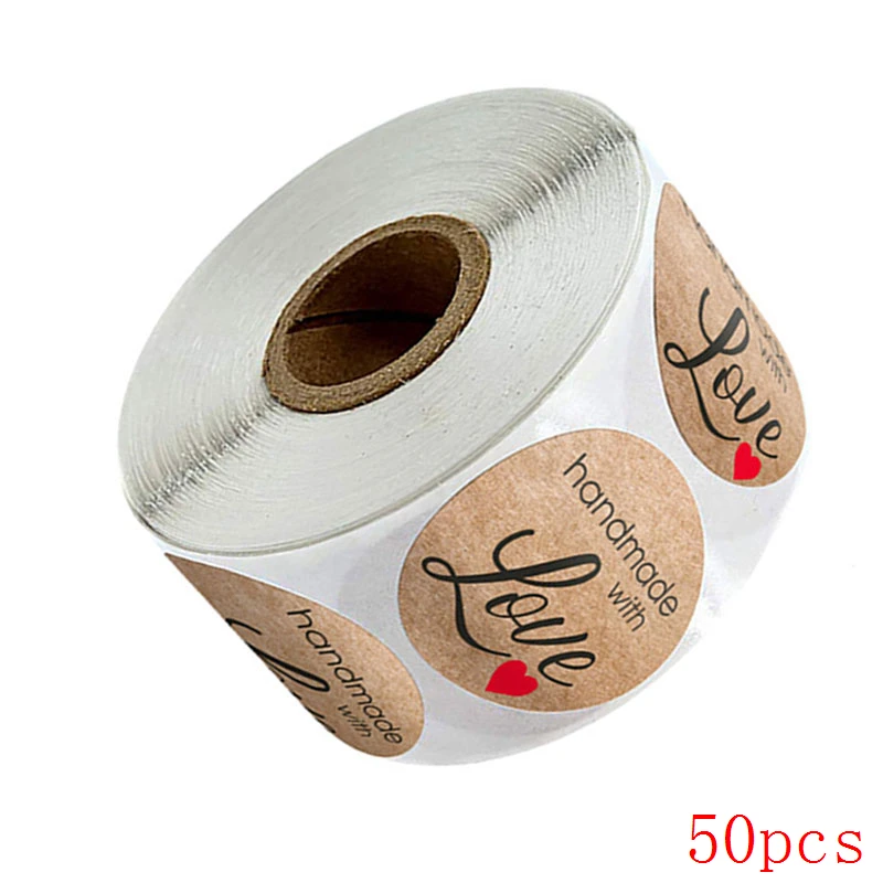 50-500pcs handmade with Love Stickers Baking label wedding sticker party label decoration envelope seal stationery black sticker 