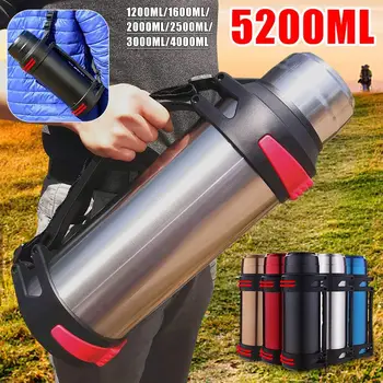 

5 Colors 1200-5200ML Stainless Steel Thermos Bottle Vacuum Flasks Insulated Water Cup With Strap 24 Hours Insalation
