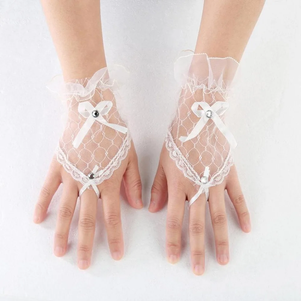 1 пара полностью украшенных стразами свадебных перчаток сексуальные кружевные перчатки без пальцев Свадебные вечерние короткие рукавицы