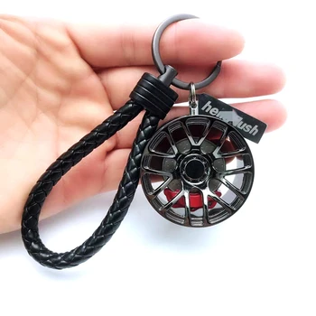 

Car Alloy Key Chain Wheel Rim Fashion Logo Tag Keyrings Auto Tuning Interior Accessories Keychain Holder with Spin Brake Pendant