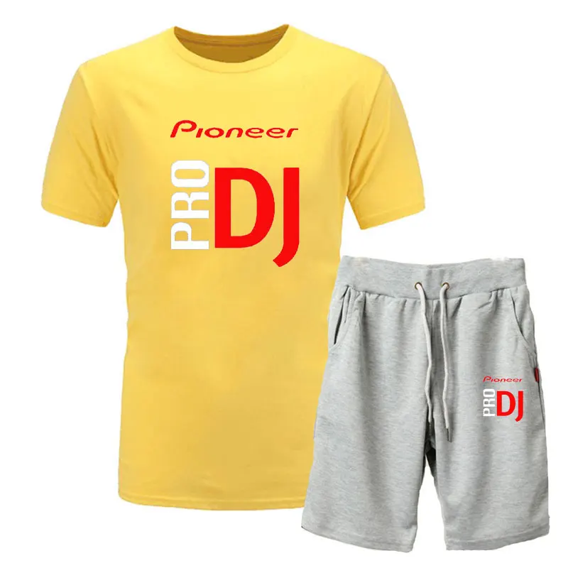 Новинка, фирменный спортивный костюм, Мужская футболка, DJ костюм, 2 предмета, Повседневный, короткий рукав, o-образный вырез, модная, с принтом, хлопковая футболка и шорты для мужчин XX