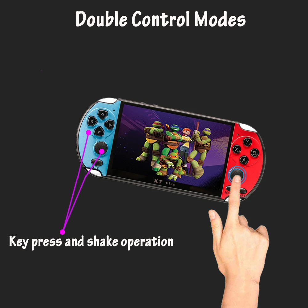 

NEW 32/64/128 Bit 5.1" LCD X7 Plus Double Rocker 8G Handheld Retro Game Console Video MP5 over 1,000 Games Save Game Progress