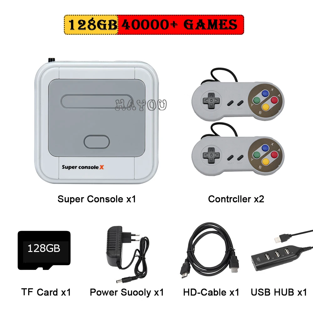 Video Game Console Retro WiFi Super Console X HD TV Box Video Game Player for PS1/N64/MD With 40000+Games 2 Wireless Controllers 