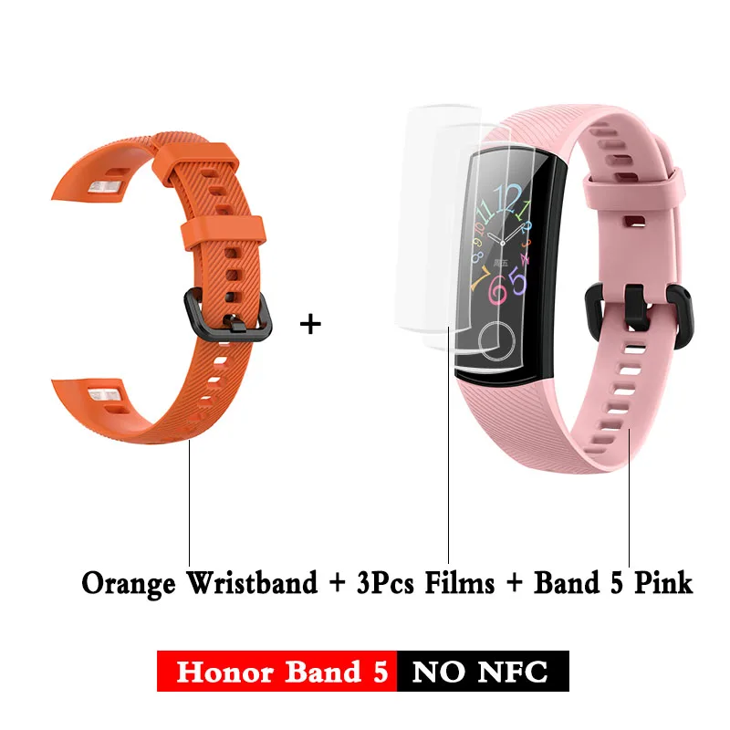 Huawei Honor band 5 smartband AMOLED huawei smartwatch кровяное кислородное сердце rage ftness трекер сна swiming sport trakcer gps - Цвет: band5 pink add orang