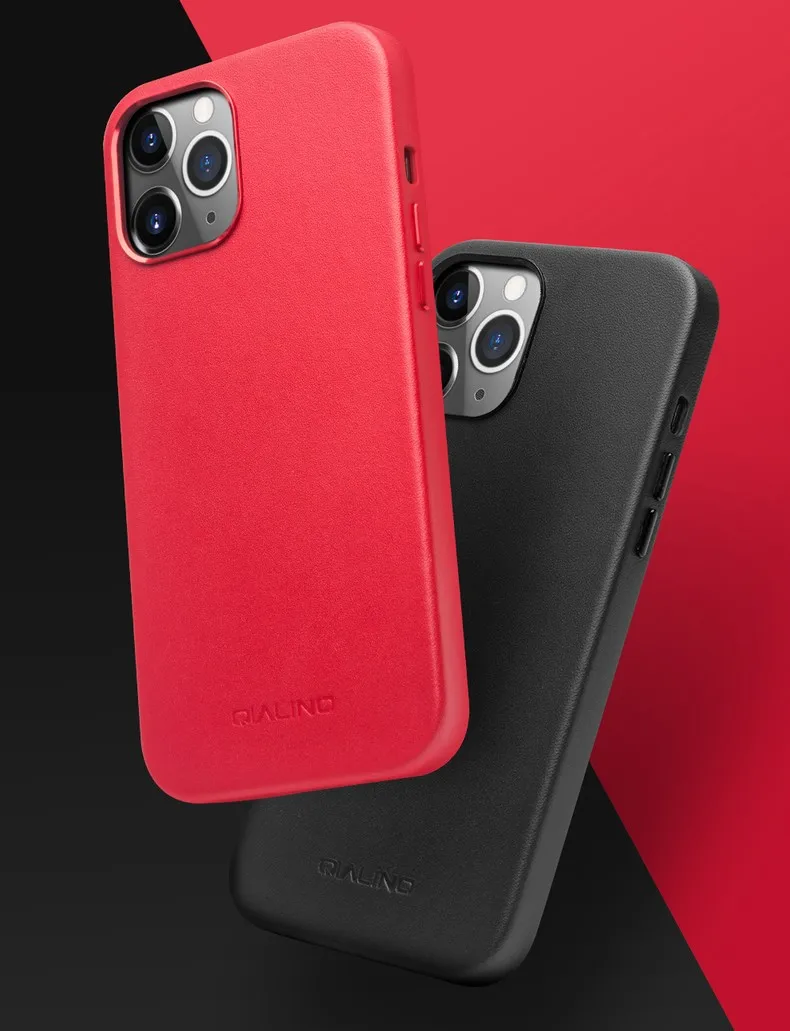 QIALINO Genuine Leather Slim Phone Case Handmade Anti-knock Back Cover