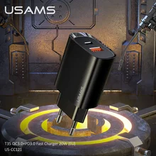 USAMS 20W PD cargador rápido QC3.0 QC3.0 USB tipo C la carga rápida para el Ipad Mini Iphone 12 Pro Max 11 8 Huawei P30 p40 Xiaomi 10 9 8