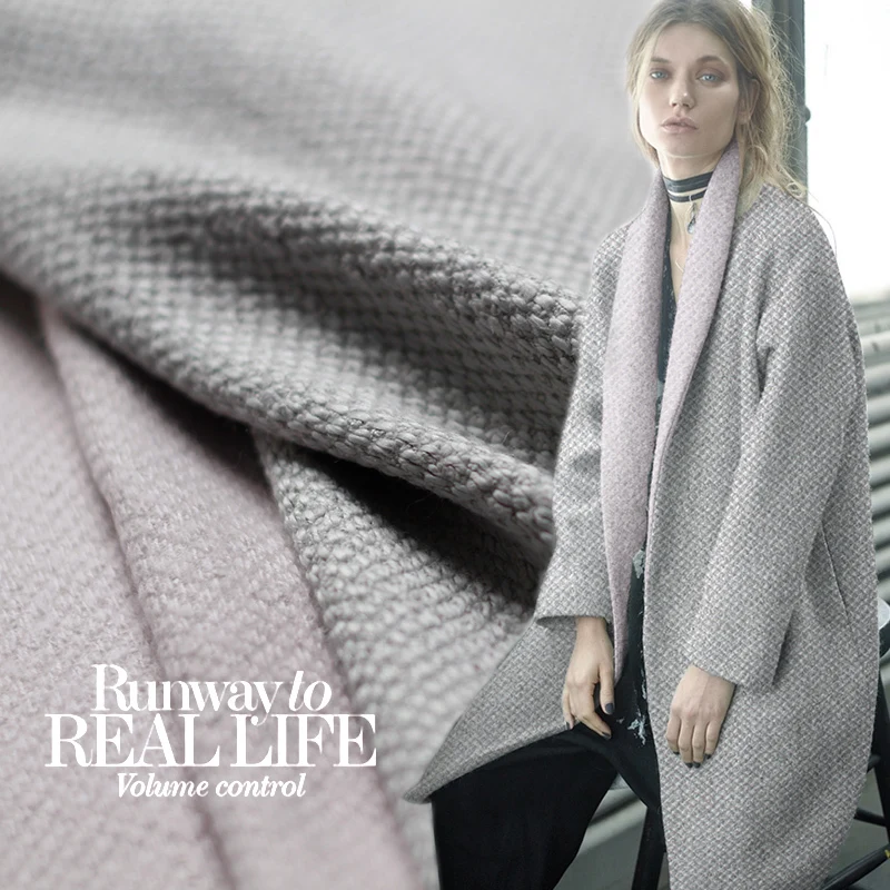 

Wool and cotton blended fabric light pink light gray double-sided double-layer composite autumn and winter high-end coat jacket