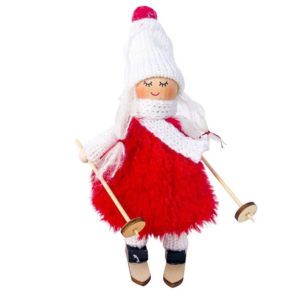 Рождественская подвеска Ins Стиль Вязание шерсть плюшевая Лыжная девочка кукла Рождественское украшение