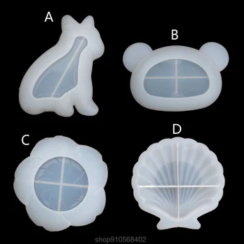

Cute Dish Resin Mold Jewelry Making Tools Bulldog Shell Bear Flower Plate Silicone Resin Casting Dish Mould S25 20 Dropshipping